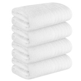 Extra Large＆Thick Towels Premium 100% Cotton Bath Towels (4-Pack) - Ultra Absorbent & Quick Dry, 31x71 Inch Lightweight Bathroom Towels for Spa, Gym, Hotel | Lint-Free & Zero Shedding | White