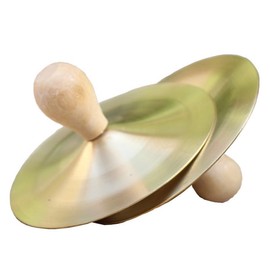 Ejoyous Finger Cymbals with Wooden Handles, 2PCS Hand Cymbals Copper Excellent Sound Mini Kids Instruments Early Educational for Kids, Finger Cymbals for Adults