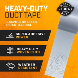 Lockport Duct Tape Heavy Duty Waterproof - 30 Yards x 2 Inch - 12 Roll Pack Silver Duct Tape Bulk Pack - No Residue, Flexible, Strong, All-Weather and Easy Tear - Grey Heavy Duty