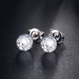 jiamiaoi Sparkle Crystal Stud Earrings for Women Girls 925 Sterling Silver Stud Earrings 6mm - 8mm Bar Colored Crystal Earrings Hypoallergenic Magic Ball Stud Earrings For Men Women