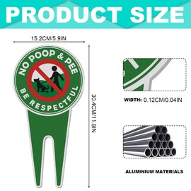 Chihutown 2 Pieces 11.9 x 5.9 Inch No Dog Peeing Sign, Aluminum No Poop and Pee Dog Yard Sign, Double Sided Please Be Respectful Sign for Yard Garden