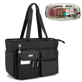 LoDrid Home Care Bag Nurse Home Visit Bag Large Capacity Stand-alone A4 Storage (Black)