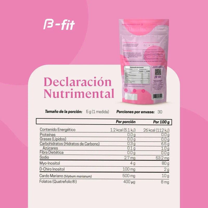 B-FIT Myo Inositol y D Chiro Inositol En Polvo Sabor