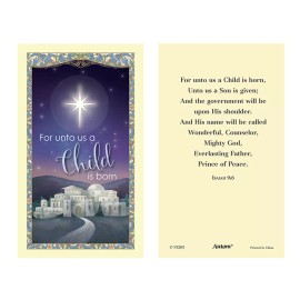 *Christmas Holy Card~"For Unto Us A Child Is Born"  {Xmas-3}
