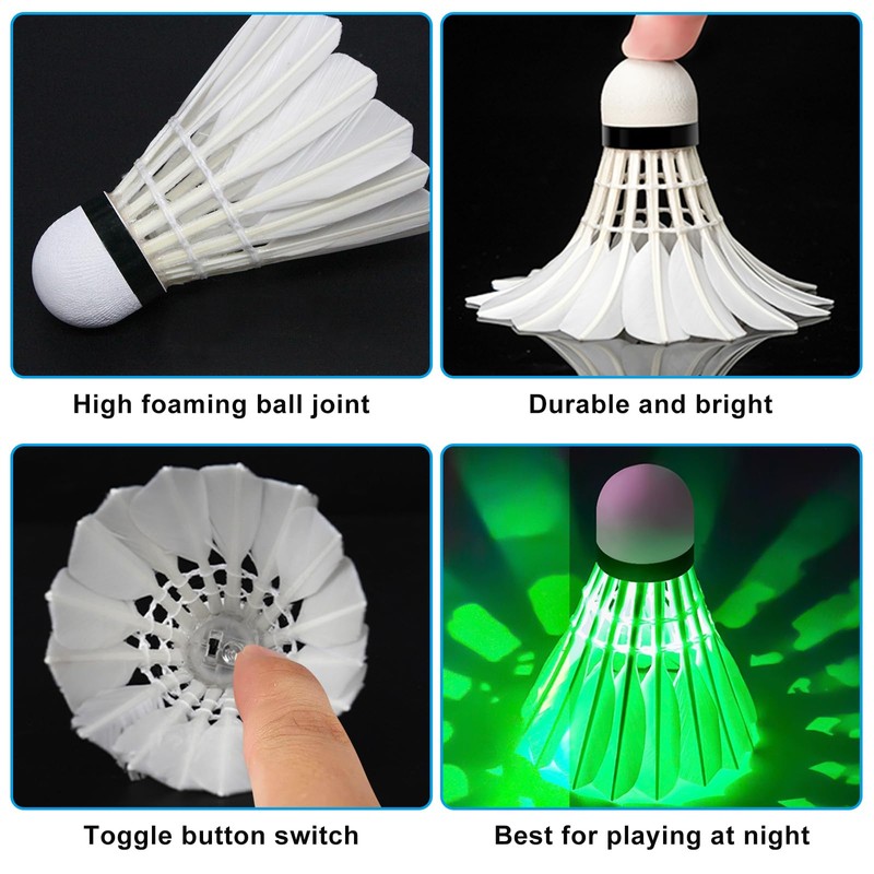 10 pieces LED badminton balls, badminton shuttlecocks made of goose
