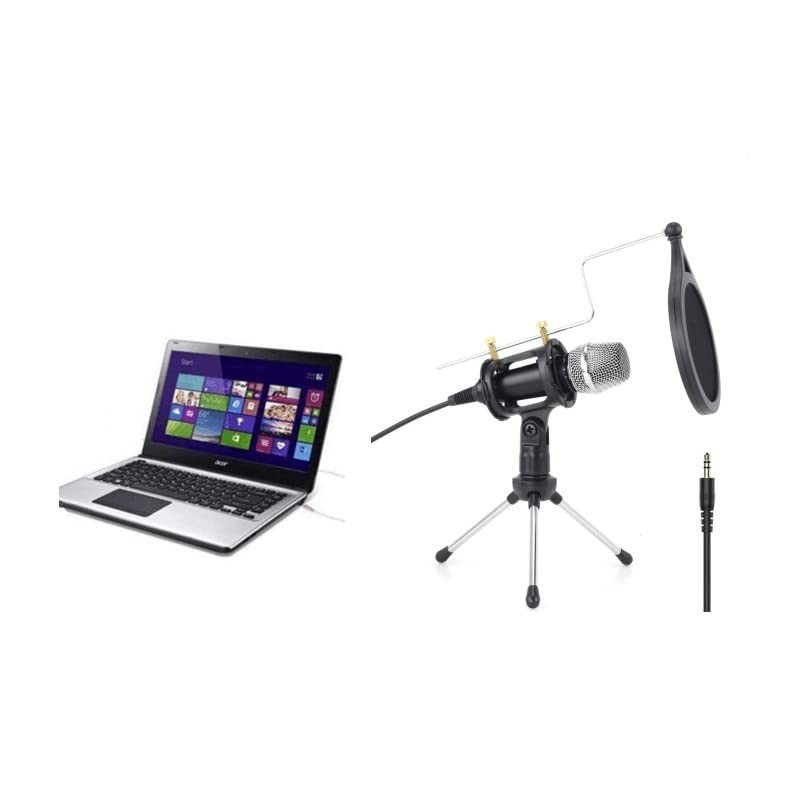Kondensatormikrofon-Kit Mikrofon-Set mit verstellbarem Mikrofon-Aufhängungs-Scherenarm, Metallstoßhalterung und doppellagigem Pop-Filter für