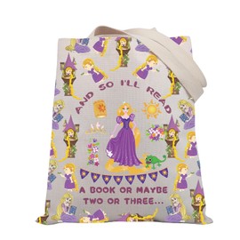 PLITI Princess Rapunzel Tote Bag Rapunzel Reading Book Lover Gift For Bookworm Book Nerd Shoulder Bag Tangled Lover Gift (Read 123 book TGU)