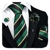 GUSLESON Dark Green Tie for Wedding Mens Silk Black Yellow