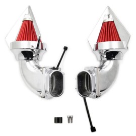 AfterMokit Dual Triangle Spike Air Cleaner Intake with Red Filter for Suzuki Boulevard M109R VZR1800 Intruder M1800R Chrome