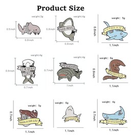 Liasun Cute Enamel Pin Set Lapel Pins Brooches Cartoon Brooch Badge Pins for Clothes Bags Backpack for Women (Shark Set)