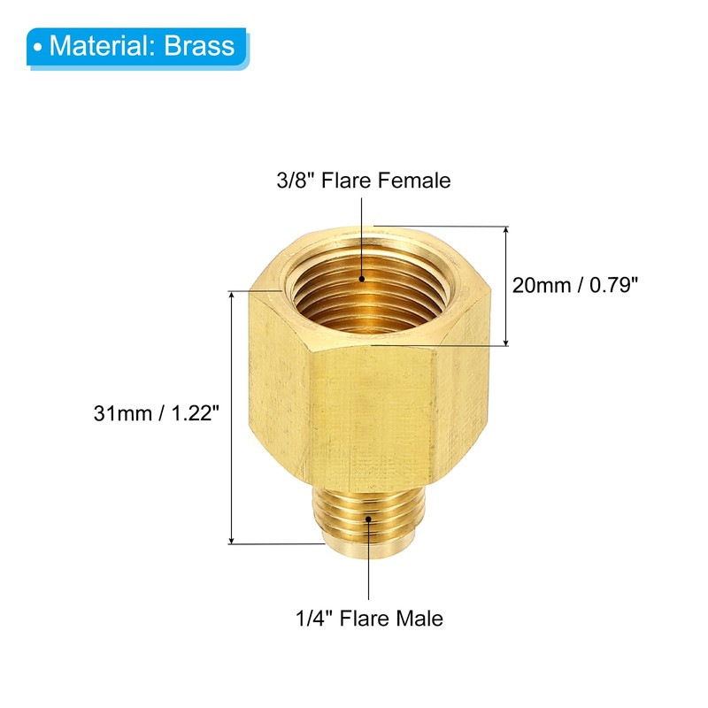 Patikil 3/8" Female x 1/4" Male Flare Connectors, SAE 45
