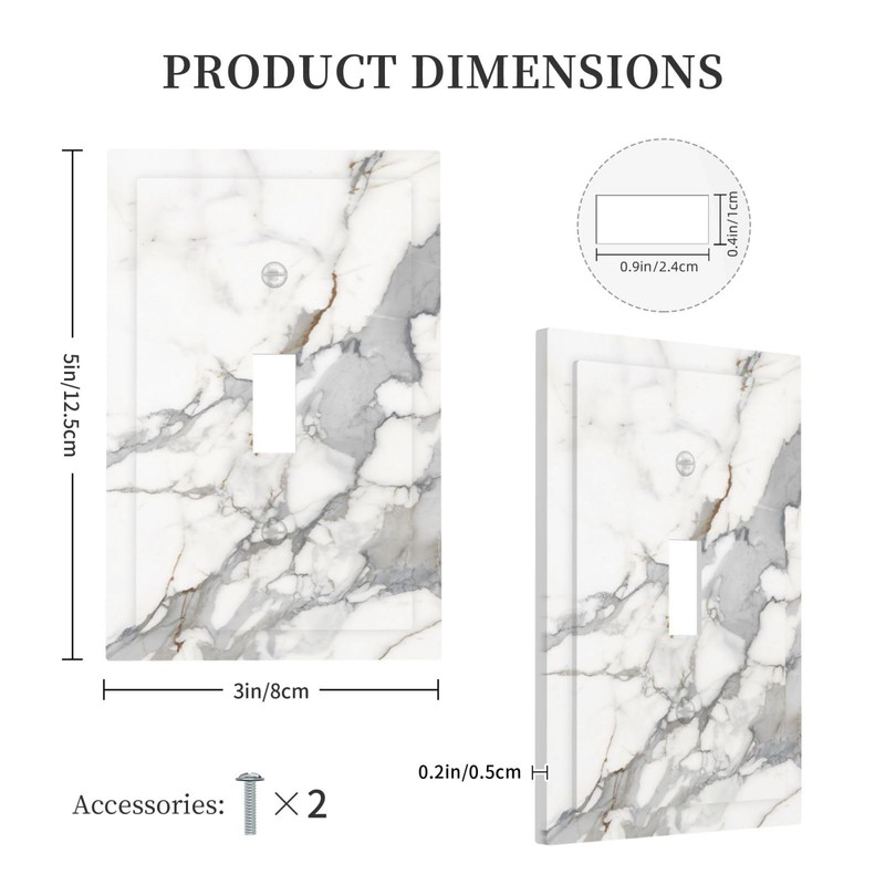 Ukutarly Gray White Marble 1 Gang Single Rocker Decorative Electrical