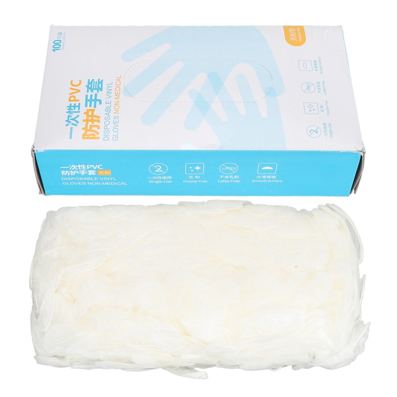 100Pcs Disposable PVC Gloves Transparent Thicken Nail Beauty Protective for