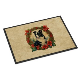 Caroline's Treasures DAC2324JMAT Border Collie Christmas Flowers Doormat Front Door Mat Indoor Outdoor Rugs for Entryway, Non Slip Washable Low Pile, 24H X 36W