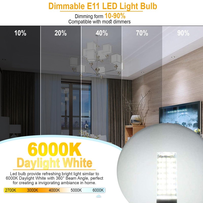 E11 LED Light Bulbs Dimmable 7W Equivalent to Halogen Bulb
