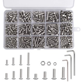 Loscrew 500Pcs M3 M4 M5 Stainless Steel Machine Screw and Nut Kit Button Head Hex Socket Head Cap Bolts Screws with Nuts Assortment Kit +Wrench(3PCS)