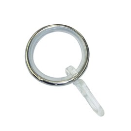 GARDINIA Sol Series Curtain Rings with Sliding Insert and Curtain Hooks, for Diameter 16-20 mm, Metal, Stainless Steel Look, Pack of 10