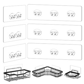 Shower Caddy Adhesive Replacement Stickers - 6 Pack No Drilling Shower Caddy Adhesive Strips, Strong Adhesive Hooks for Shower Caddy Bathroom Storage Shelves and Kitchen Racks & Soap Holder