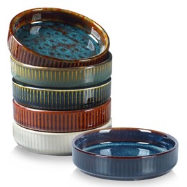 STE-CER Small Dipping Bowl，Ceramic Soy Sauce Dish Set of 6, 4 oz Dipping Sauce Bowls/Plates for Side Dishes, Condiments, Appetizer,Dessert, Sushi (Assorted Colors)