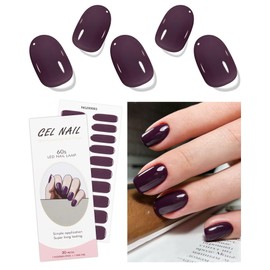 JMEOWIO Gel Nail Stickers Wine Red Purple Semi Cured Gel Nail Strips Wraps UV/LED Nail Supplies Nail Art Design Decoration Accessories