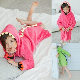 Internationally Popular Kids' Cartoon Dinosaur Cotton Bathrobe Absorbent 18 Lotus+S 4ea