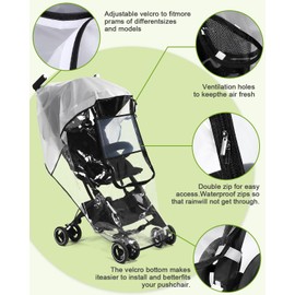Rain Cover Pushchair Universal Rain Cover Buggy Stroller Rain Cover with Large Window Good Air Circulation Free from Harmful Substances Waterproof Protect from Sun