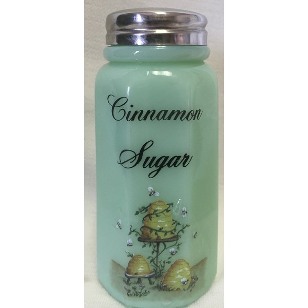 Sugar Shaker - Bees / Hives - Paneled - Mosser Glass - American Made (Cinnamon Sugar, Jade)