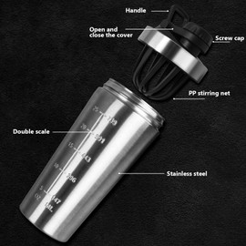 ROCKY&CHAO 900 ml Stainless Steel Protein Shaker - Protein Shaker Cup with Ball Shaker Protein Sports Fitness Bottle for Protein, Diet and Fitness Shakes (with Button Lid | Stainless Steel)