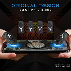 24 Pack 4 Colors Gaming Finger Sleeves for Mobile Gaming, 0.3mm Silver Fiber, Smooth Operation, Anti-Sweat, Extremely Thin, Nuozme Finger Sleeves Fit Mobile Phone Tablet Devices