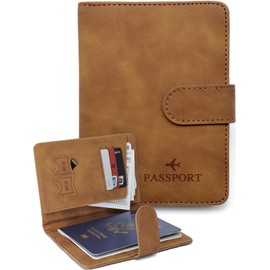 Passport Holder Covers Case, Cute Passport Book, Waterproof PU Leather Passport Wallet, International Travel Must Haves Travel Accessories for Women Men, Cruise Ship Essentials(Brown)
