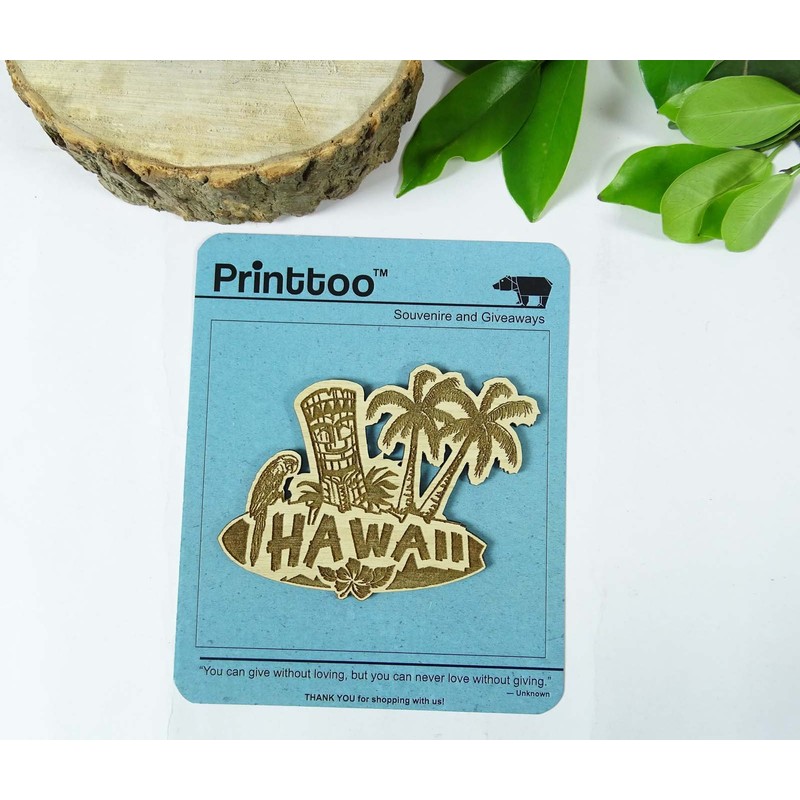Hawaii Wood Engraved Fridge Magnet Souvenir Gift