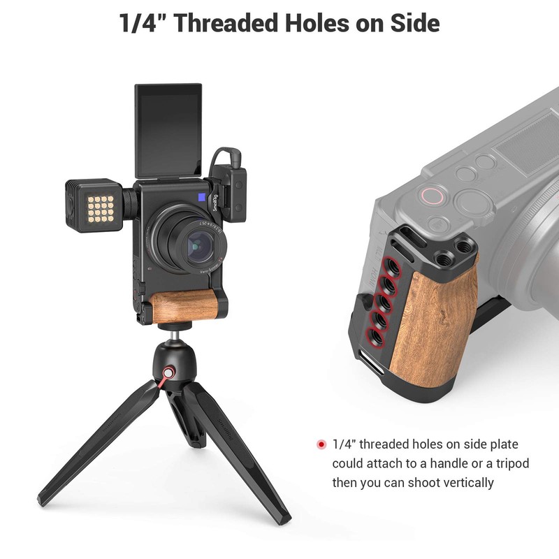SmallRig L-Shape Wooden Grip with Cold Shoe for Sony ZV1