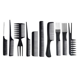 10PCS Black Hair Comb Set Professional Salon Hairdressing Styling Comb Set Multifunction Anti-Static Barbers Brush Combs Set for Women Men Kids
