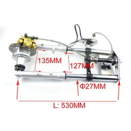 LIAPDG For Honda Monkey Bike Z50 Front Fork & Brake Caliper Disc Assembly, Metal Mini Bike Fork Front Brake Caliper Set Front Forks Shock Absorber Direct Replacement Silver