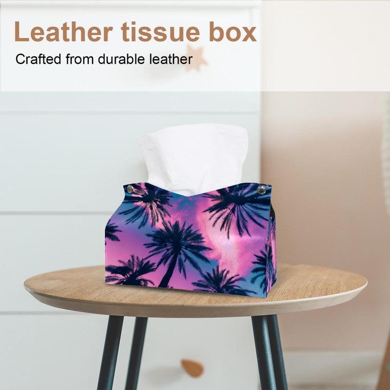2 Pack Tissue Box Cover Holder, Palm Tree Leaves Rectangle