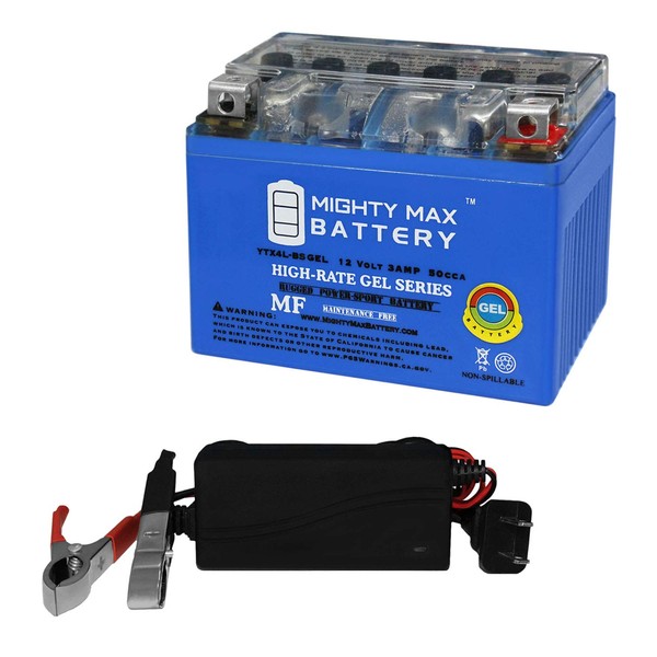 Mighty Max Battery YTX4L-BS GEL Battery for Yuasa Motorcycle +