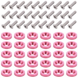 Rantecks 30PCS Aluminum Fender Bumper Washer Bolt M6 Engine Bay Dress Up Kit for Car Automotive-Pink