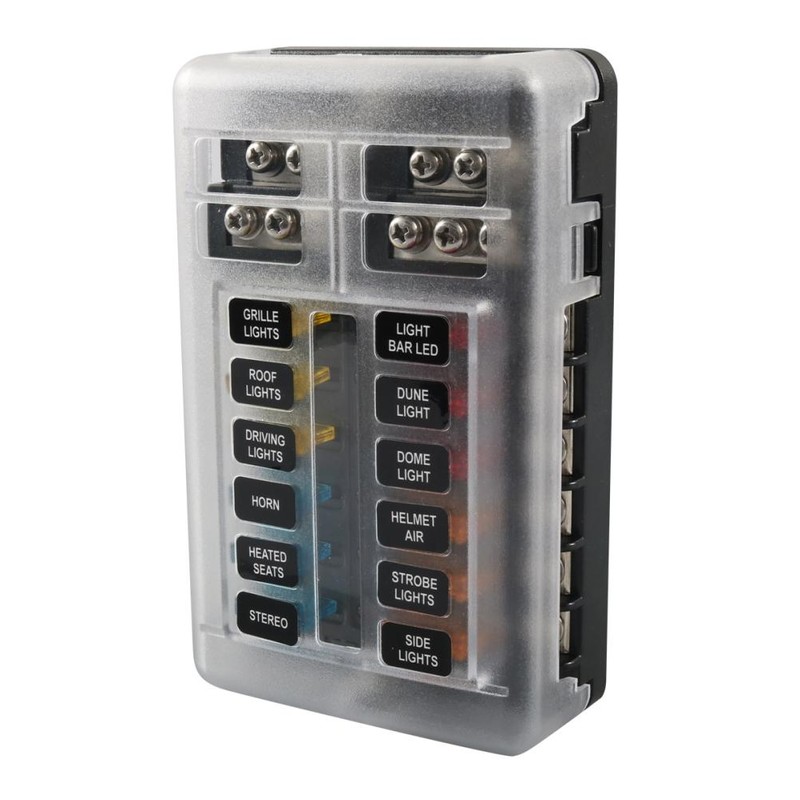 12 Way Fuse Box with Negative Terminals and Fuse Wire