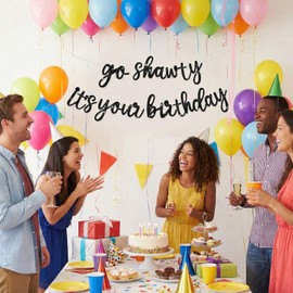 Go Shawty It’s Your Birthday Banner, 10 Feet Rap Theme DIY Birthday Party Banners Decorations, Reusable Hip Hop Theme Celebration Decor Garland Banner Party Supplies (Black)
