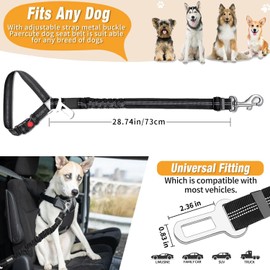 BEANPRECOY Vehicle Harnesses 2 in1 Dog Belts for Cars 2 Pack Pet Harnesses Headrest Restraint Clip Adjustable Dog Car Harness Belt with Anti-Shock Elastic Bungee Buffer for All Vehicles (Black)