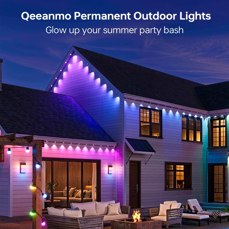 Permanent Outdoor Lights for House, 120ft 72 LEDs Smart RGB&IC