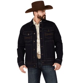 Blue Ranchwear Men's Button-Down Dark Denim Trucker Jacket - BRSP22O01-DARKBLUE Medium