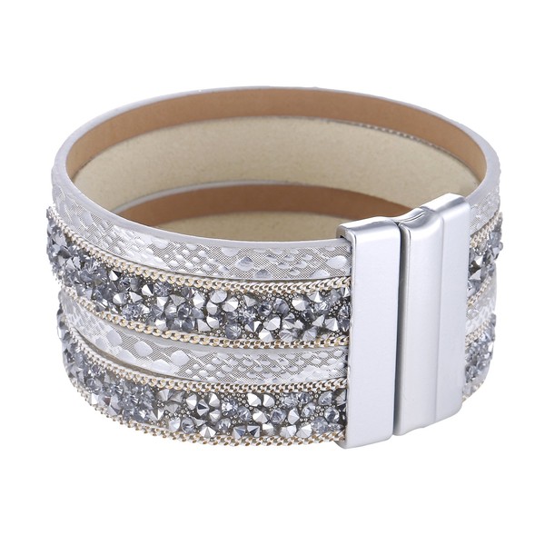 Morella Women's Bracelet with Rhinestones and Cubic Zirconia Stones Magnetic