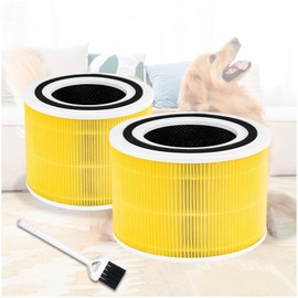 2 Pack Core 300 Replacement Filter Compatible with LEVOIT Core 300, Core 300-P, Core 300S Air Air Purifier, 6-Month 3-in-1 H13 True HEPA Activated Carbon for Large Room (yellow pet filter)