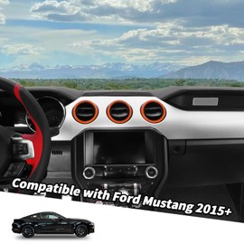 Jimen Compatible with Ford Mustang 2015-2023, 3PCS Center Console Dash AC Vent Cover Trim Ring (Orange)