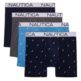 Nautica Men's 4 Pack Micro Boxer Brief, Peacoat/Lead/Sail-Aero Blue White/Sail-Peacoat White