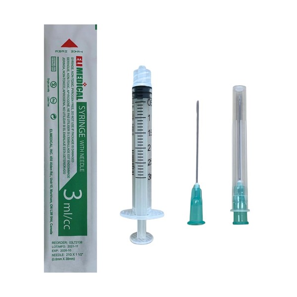 3cc 21G x 1 1/2" Elimedical Veterinary Syringe with Needle,