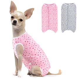 Parderry 2 Packs Dog Recovery Suit for Surgery Dog Onesie Surgical Clothes Bodysuit for Male and Female Substitute E-Collar& Cone