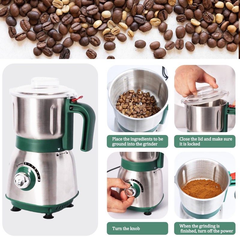 Electric Grinder for Kitchen - 500W Grain Mill with 3