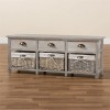 Baxton Studio Mabyn Light Gray Finished Wood 3-Drawer Storage Bench